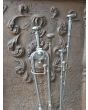 Antiek Engels Haardstel van Gietijzer, Smeedijzer, Gepolijst staal 
