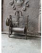 Antiek Gewicht-Aangedreven Draaispit van Smeedijzer, Messing, Hout 