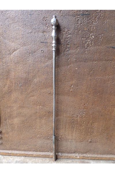 Antieke Engelse Kachelpook van Gepolijst staal 