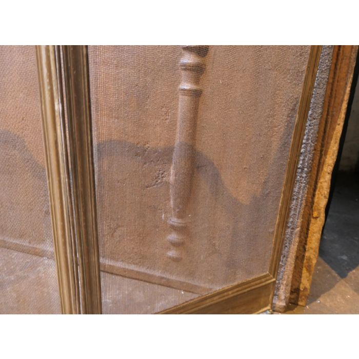 Antiek Frans Haardscherm van Messing, IJzergaas, IJzer 