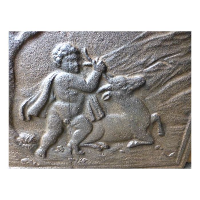 Haardplaat 'Hert met Cupido' van Gietijzer 