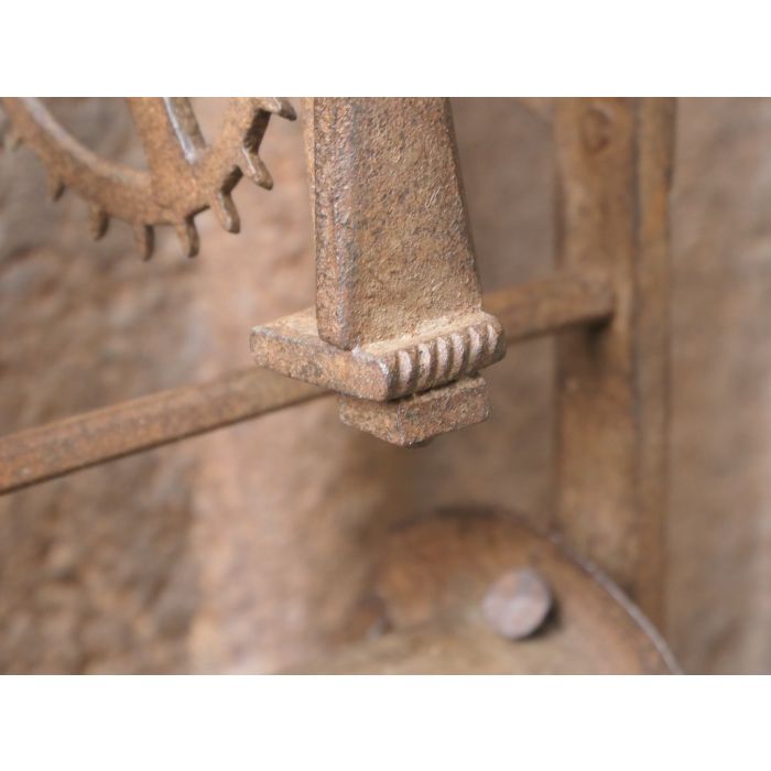 Antiek Gewicht-Aangedreven Draaispit van Smeedijzer, Hout 