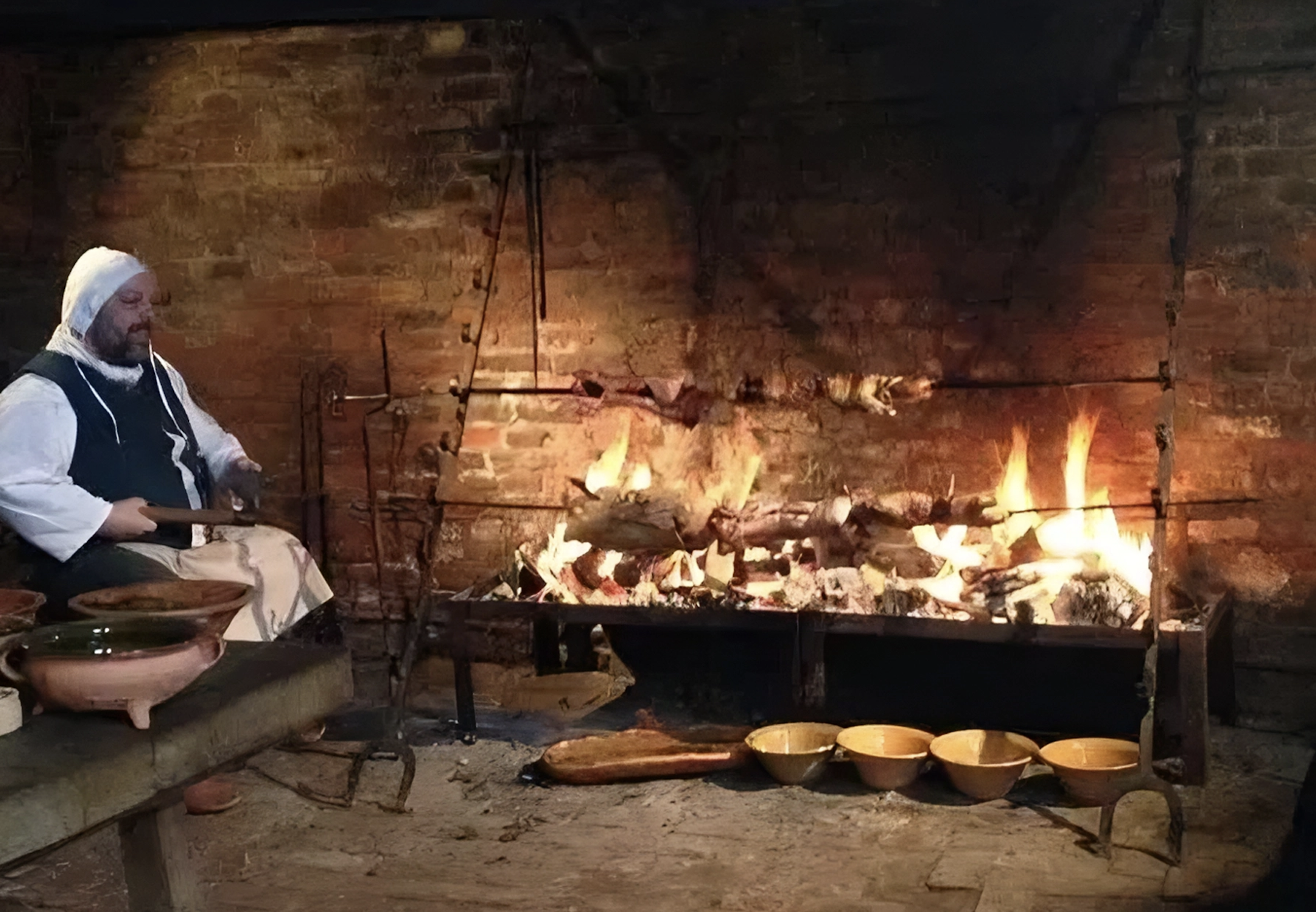 Grillen in een kasteel openhaard